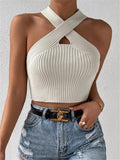 Women's New Slim Slim Cross Hanging Neck Knitted Sweater Vest