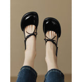 New Spring French Bow Red High Heels Women Shallow Shoes Mary Jane Shoes Coarse Heel Single