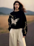 Butterfly Print Sweater Women 2025 Autumn And Winter New Loose This Year's Popular Beautiful Design Knitting