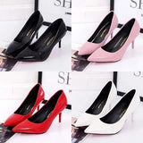 Korean Version Of The Spring And Autumn New High-Heeled Women's Large Fashion Pure Color Fashion Light Mouth Lady Single Shoes Fine