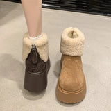 Integrated Snow Boots Plus Velvet Low Help Thickened Velvet Outside The Northeast Wear-Resistant Anti-Slip Thick-Sed Thick-Solvable Winter Cotton