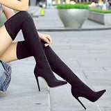 Shoes Women Boots Elastic Sexy Over-the-Knee Boots Women High Heel Boots Winter Female Long Boots Stiletto Heels 11.5