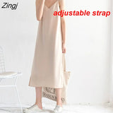 Women Chiffon Spaghetti Strap Sleeveless Dress Korean Loose V-neck Sexy Elegant Vintage Ladies Breathable Thin