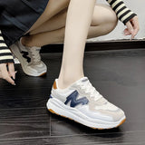 Style Old Dad Shoes Women 2025 Autumn New Sports Letter Agment Shoes Breathable Thick Sole Casual