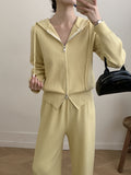 Sweater Set Women Loose Soft Jacket Sweater Cardigan + Wide Leg Pants Two