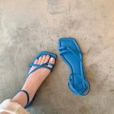 New Holiday Wind Korean Plate Cross Fine With Roman Sandals Cover Blue Flat