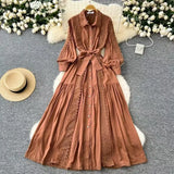 Elegant Dress Women Autumn Fasting Small High-Grade Lace Splicing Single Buckle Waist Over Knee