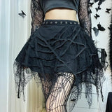 Gothic Punk, Spider Web, Tassel, Half Skirt, Dark Wind, Short