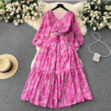 Retro Floral Dress Women's Spring And Summer Lantern Sleeve Design Sense Small Thousand Gold Princess Temperament Swing