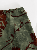 Mesh Lining Vintage Floral Midi Skirt- Outfit