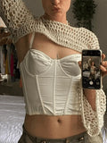 Long Sleeve Crochet Bolero Knit Top- Outfit