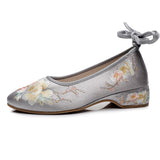 Zingj Shoe Net Shoe Sandals Bag Root Embroidered Cloth Shoes Low Heel Women's Shoes 2023 New National Wind New