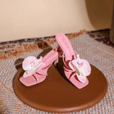 Red The Same Tourist Beach Shoes 2025 New Flower Clip High Heel Cool Slippers Women Summer Wear