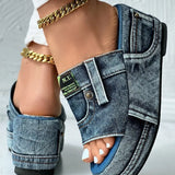 Slippers Women In Spring And Summer Wear New Trendy Shoes Fashion Thick-Soled Sandals One-Word Drag Cowboy Letter Cool