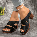 Out And Coarse Roman Cool Slippers 2025 Summer New Word With Large-Size High-Heeled Women's