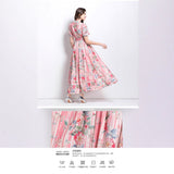 High-End Women's Dress 2025 Spring New Retro Collar Short-Sleeved Waist Print Long