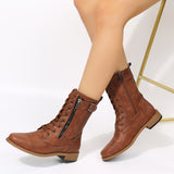 And Winter New Large Size 43 Flat Bottom Martin Boots Women's High-Tipper Zip Women Belt Buckle