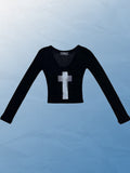 Y2K Summer New Female T-Shirt Millennium Hottie Gothic Style Long-Sleeved Woman T Fashion