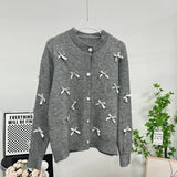 New Heavy Industry Three-Dimensional Bow Atmosphere Sweater Women Autumn And Winter Design Sense Long-Sleeved Sweater