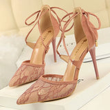 Shoes Woman Pumps Mesh Lace High Heels Sexy Party Shoes Hollow Out Cross Straps Women Sandals Stiletto Heels Women