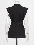 Suit 2025 Autumn New Fashion Niche Cross-Tape With Sleeveless Blazer Woman