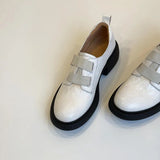 British Style Thick Bottom With A Magic Sticker Le福 Shoes Women's Comfortable Coarse And Mute Commuting Small Leather