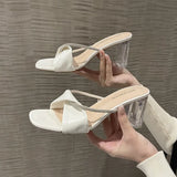 Transparent High-Heeled Cool Drag Women Wear 2025 Summer New Sandals With Coarse And Crystal
