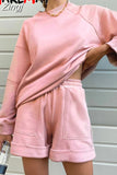 Women's Spring Suit Two-piece Tracksuit Cotton Oversize Long Sleeve Two Piece Set Summer Suit for Women with Shorts 2023