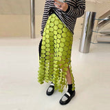 Personality Style 2025 Autumn And Winter New Mid-Rise Long Straight Hollow Embroidery Splicing Half Dress Woman