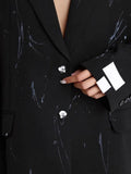 New V-Necked Shoulder Personality Graffiti Deconstruction Blazer Female Trend Design