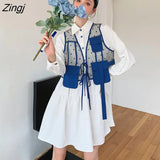 Gothic Long Sleeve Lolita Dress Women Japanese Preppy Style High Waist A-Line Shirt Dress Sweet Dot Kawaii Party