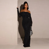 2025 Women's New Fashion Temperament Elegant Body Solid Color Hanging Neck Long Sleeve