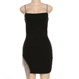 Zingj Summer New Women's Pendant Hem With A Word Collar Sexy Backless Dress