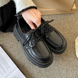 Bottom British Wind Small Leather Shoes Women's Spring And Autumn New High-Lefford Shoes Black Jk Single Shoes Ladies Leather