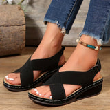 Asia Hollow Cross With Thick-Soled Sandals Women Magic Sticker Pure Light Slope And Beach Cool