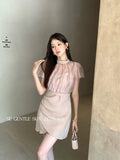 Xixi 2025 Summer New Korean Version Of Short Mesh Hoodie + Sling Dress Two Sets Of Women