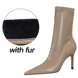 Shoes Leather Boots Women Ankle Boots Autumn Winter Boots Women High Heels Short Boots Ladies Booties Chaussures