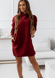 Zingj 2023 New Women's Wear With Hoodie Street Personality Design Sense Loose Solid Color Dress-Outfit
