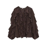 Spring 2025 New Long Fashion Loose Design Niche Laminated Shirt Top