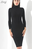 Sweater Dress Women 2023 Warm Knitted Dresses Black Vintage Winter Long Sleeve Dress Warm Autumn Womens