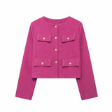 New Flip Decoration Round Collar Short Coat