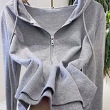 Zingj Solid Color Hoodie Women Autumn 2023 New Foreign Style Long Sleeve T-Shirt Women Bottom Shirt Top Ins