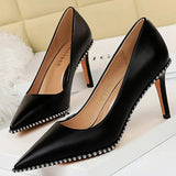 Shoes Rivet Woman Pumps 2021 New High Heels Stiletto Pu Leather Women Heels Sexy Party Shoes Female Heel Plus Size