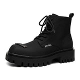 Zingj New Square Casual Men's Hairstylist British Black Fashion Boots