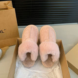 Version Of Pink Snow Boots Half-Dragging Women Wear 2025 New Hairy Shoes Plus Thicken Warm Cotton
