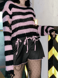 Distressed Striped Crop Sweater- Outfit