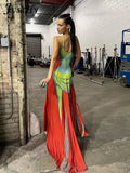 Women Winter 2023 New Y2K High Street Unique 3D Sexy Printed Slip Vintage Dress Fit And Flare Bohemian Chic