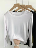 Zingj Comfortable Super Soft Modal Cotton Long Sleeve T-Shirt Women's Spring New Solid Color Round Collar With A Bottom