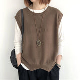 Vest Women's Vest 2025 Spring And Autumn Pure Color Loose Round Neck Irregular Jacket Short Horse Clip Shoulder