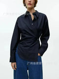Women's Long-Sleeved Solid-Colored Shirt Design Feels Thin